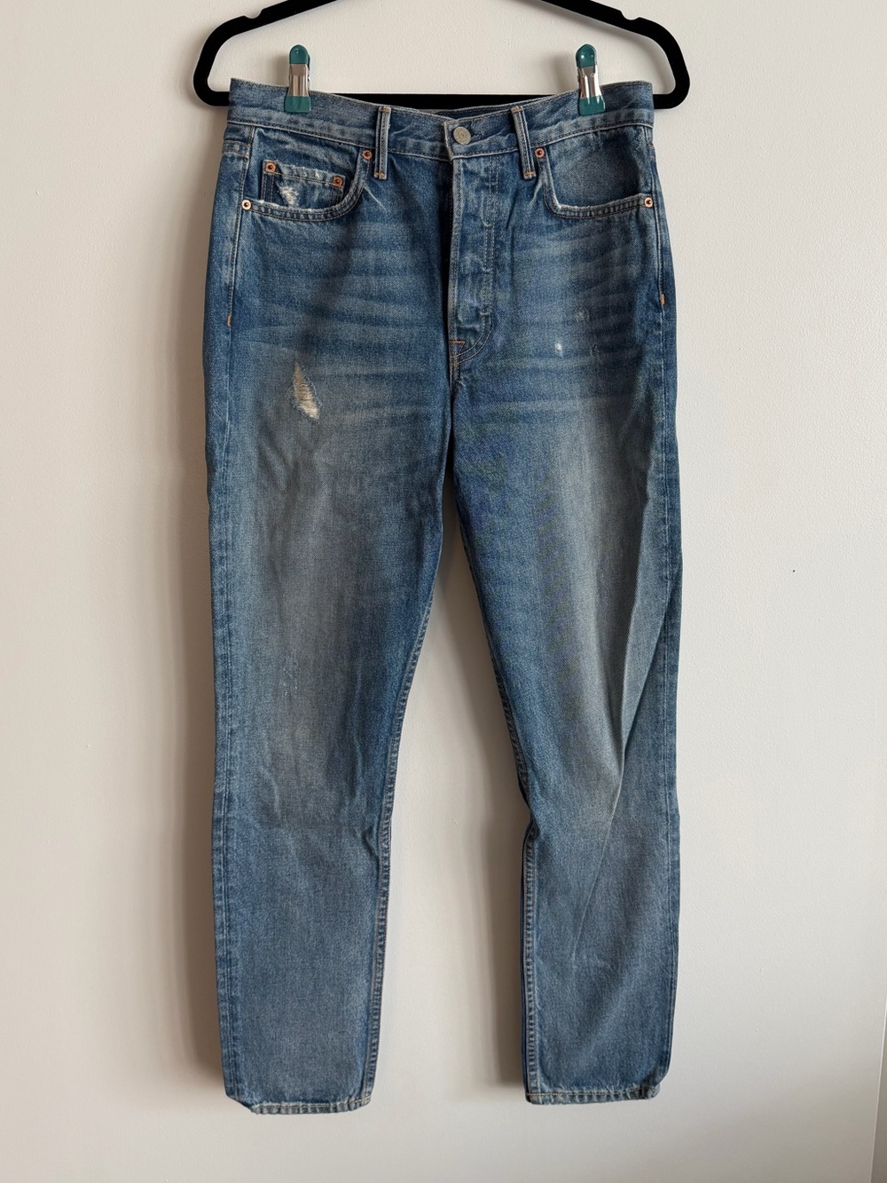 GRLFRND Distressed Light Blue Straight Jeans Karolina